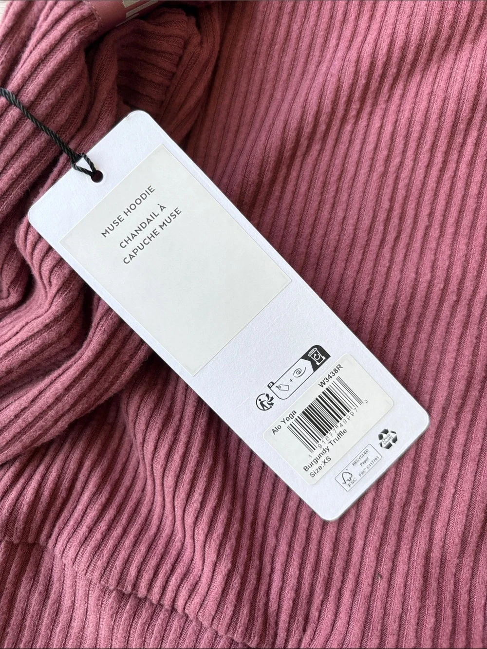 ALO Yoga Ribbed Cropped Hoodie in Mauve